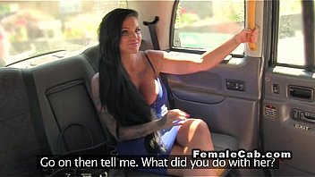 Ginger female faux cab driver licks huge-chested stunner
