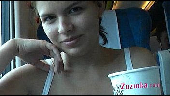 Naked labia in a crowded train – fake penis playing