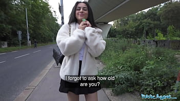 Public Agent – petite and gorgeous English honey with big tits and ultra-cute bum takes cash to let stud fuck her with his thick dick outdoors