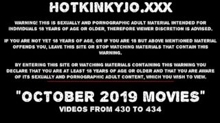 OCTOBER 2019 News at HOTKINKYJO site: dual ass-fuck handballing, rosebutt, public nakedness, large faux-cocks